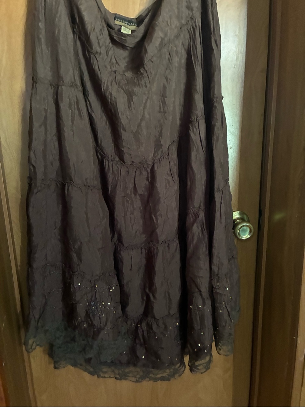 Essentials Dark Brown Tiered Fairycore Maxi Skirt Witchy 1X boho